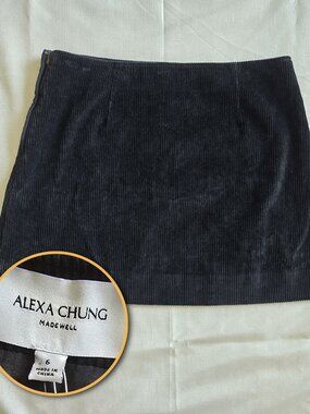 ALEXA CHUNG x MADEWELL Corduroy Mini Skirt Charcoal NWT Size 6